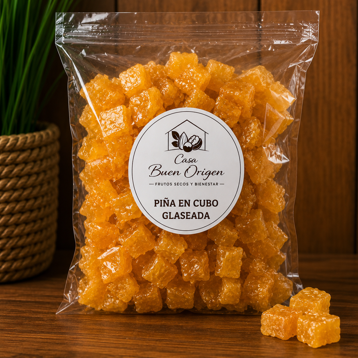 Piña en cubo glaseada
