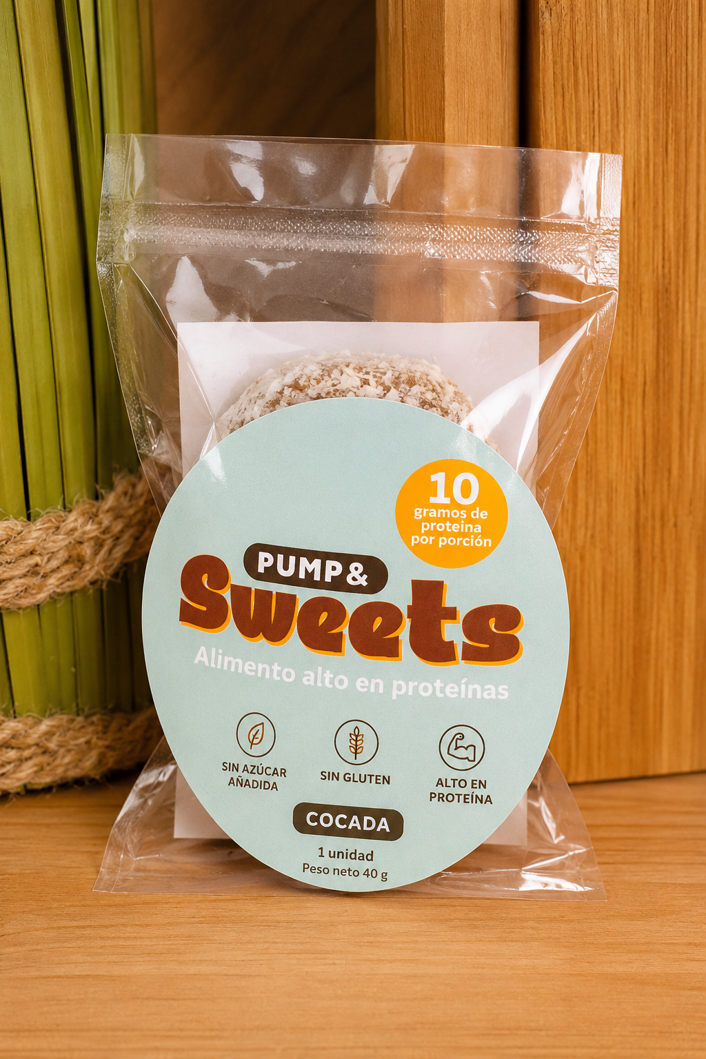 Cocada alta en proteína sin azúcar sin gluten.