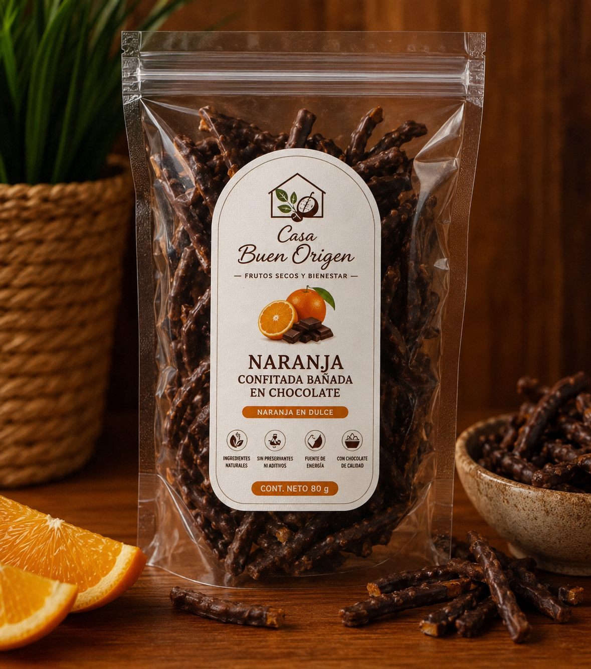 Naranja confitada bañada en Chocolate